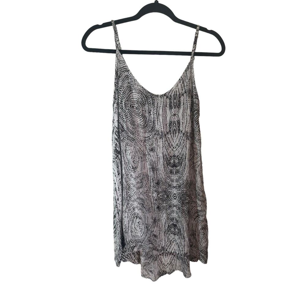 Kivari Designer Slip Hi Low Rayon Aztec Black White Boho Indie Tunic‎ Dress 8